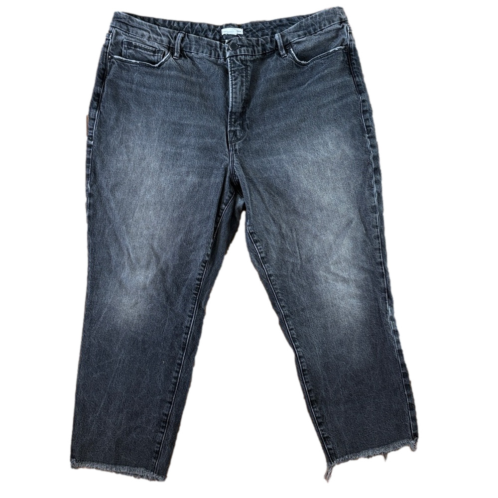 Good American Raw Hem Gray Jeans Size 16 Crop